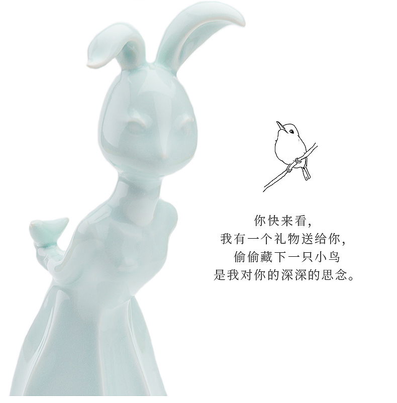 "Miss rabbit" jingdezhen ceramic express bunny girls bedroom adornment creative home furnishing articles night stand