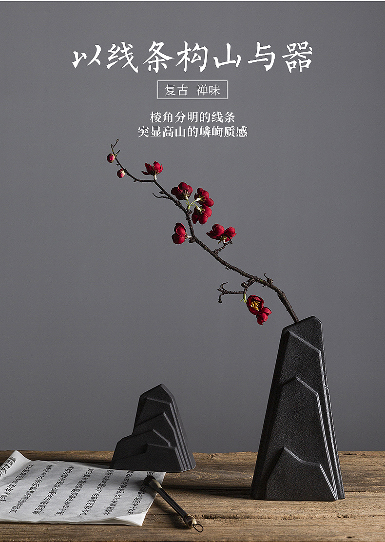 The rockery days yi ceramic vase furnishing articles, The sitting room is black and white flower arranging household decorations Chinese zen art