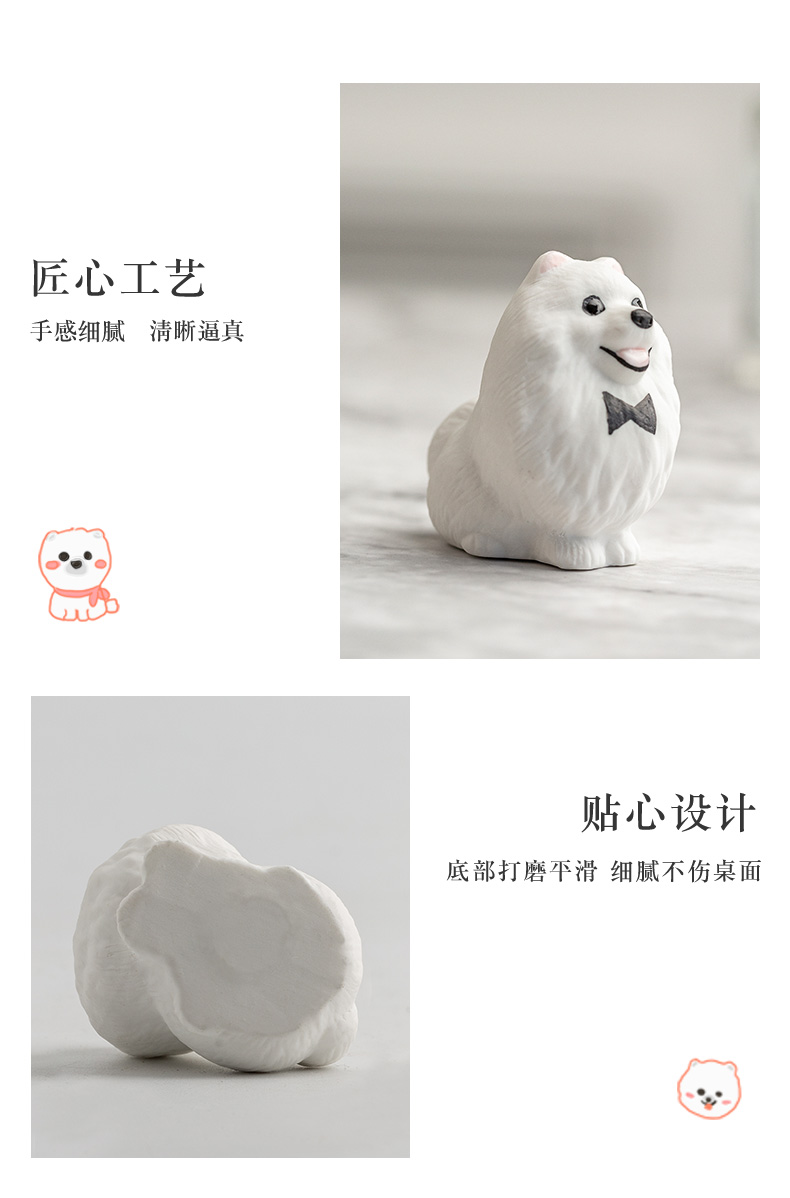 Pomeranian ceramic small place creative express teddy desktop ornaments dog doll, valentine 's birthday