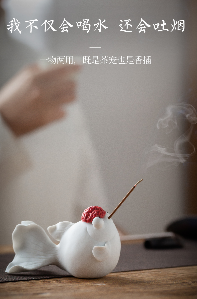 Much luck day yi goldfish tea pet furnishing articles ceramic products can keep playing tea tea tea lucky red and the pledge