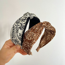 High-end French new style hair hoop broken hair printed knotted headband thin face wash retro versatile headwear hair cave early autumn