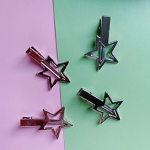 Silver star metal duckbill hairpin with side bangs one-word hairpin sweet and spicy style hairpin internet celebrity hair accessory