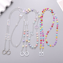 New AB Colorful Butterfly String Beads Skew Cross Chain Cell Phone Shell Hanging Rope Dopamine Matching Flowers Bag Shoulder Strap Chain