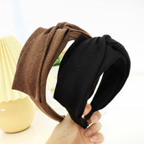 Korean Internet celebrity solid color wide-brimmed fabric hairpin fashionable cross-folding headband simple and temperamental hairband for women F616