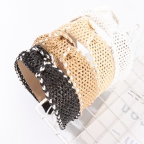 European and American new wide-brimmed raffia hairbands simple cross-knotted headbands holiday straw hairpins hair accessories