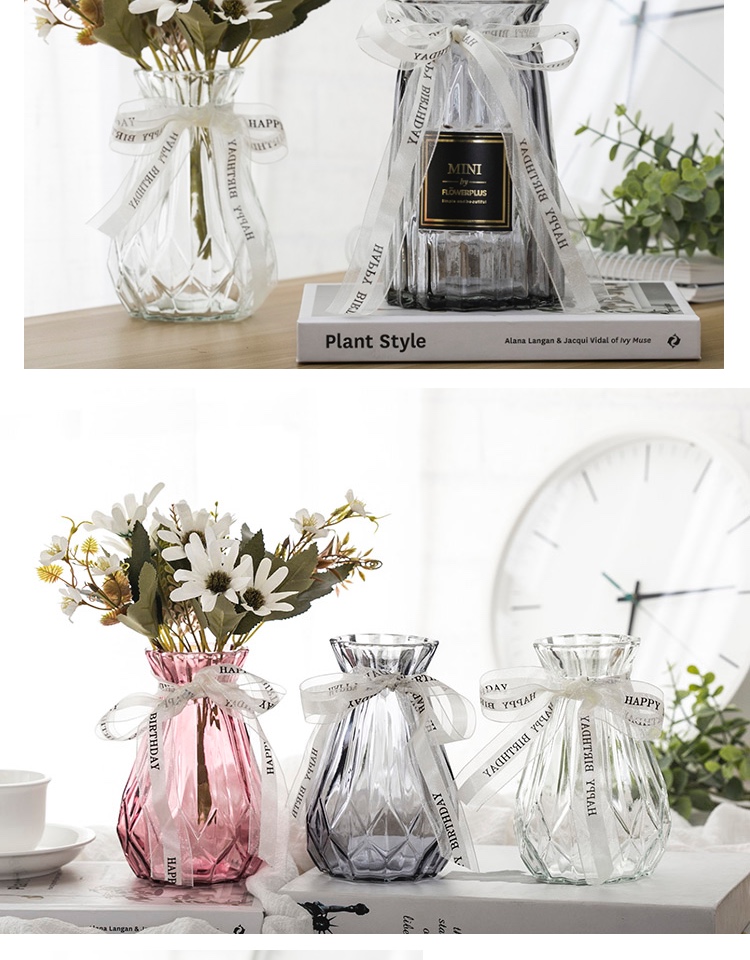 Bình thủy tinh tươi INS sáng tạo phòng khách bàn trang trí nội thất nhà nước văn hóa hoa xanh cắm hoa trang trí thủ công - Trang trí nội thất đồ dcor bàn làm việc