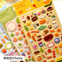 Korea Funny childrens toy Kitchen tableware food Cute cartoon three-dimensional 3D sticker decoration DIY paste paper