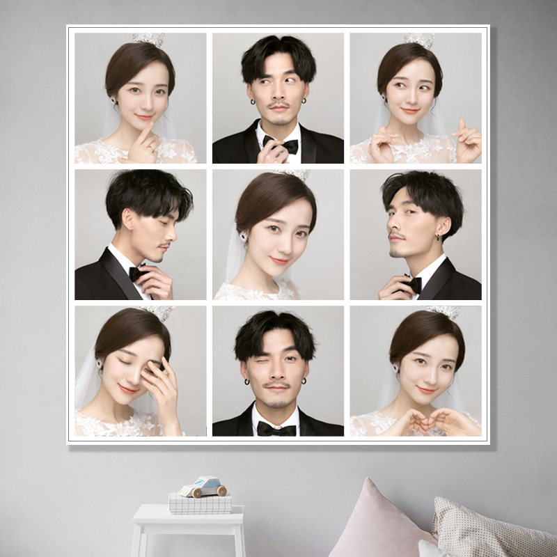 Square photo frame hanging wall children's photo Jiugongge plus washing photo 30 40 50 60 family portrait combination photo frame
