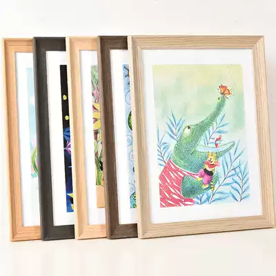 Children's picture frame mounting a3a4 wall-mounted kindergarten frame mounting outer frame 4k8k art sketch solid wood photo frame customization