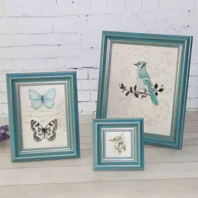 Blue retro simple creative European American 7 inch 10 inch 12 inch photo photo frame set table combination photo frame picture frame