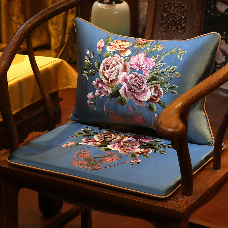 New Chinese red wood sofa cushions Embroidery Non-slip too Division chair Official hat chair Palace Chairlift Cushion Card Angle Customisation-Taobao