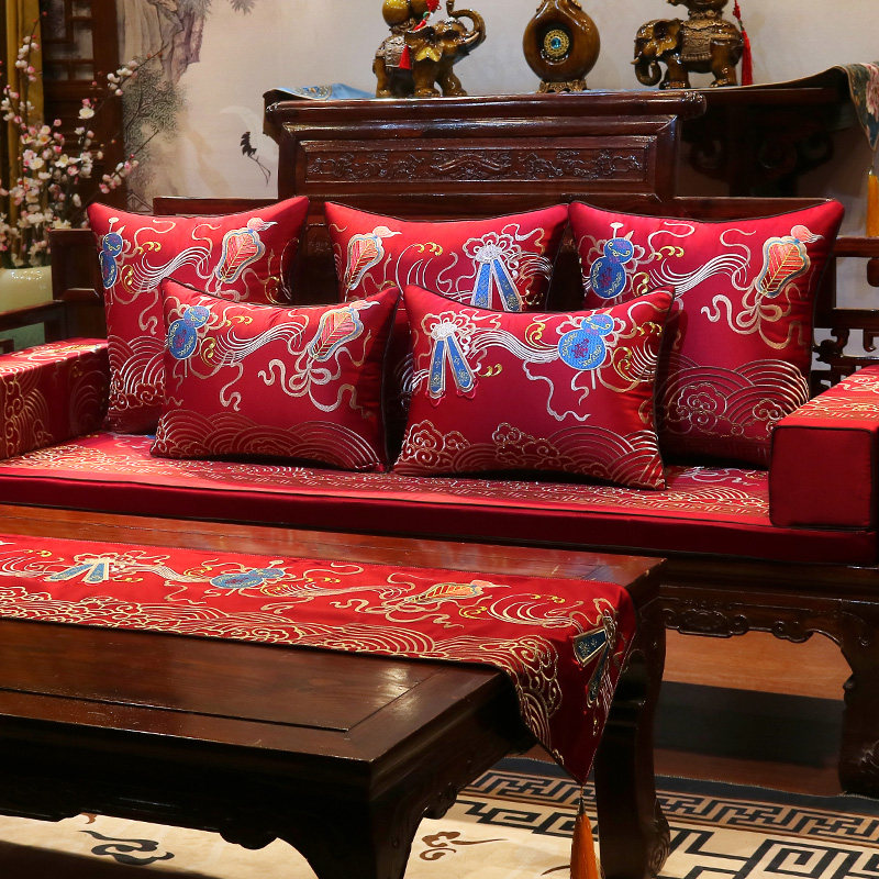 Mahogany sofa cushion Chinese Arhat mattress five-piece set of solid wood furniture high-grade non-slip custom sponge cushion