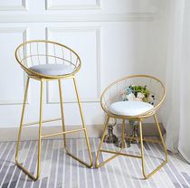 Iron Art Nordic Backrest Bar Table Chair Golden Clothing Shop Photo High Foot Home Modern Brief Yognet Red High Stool