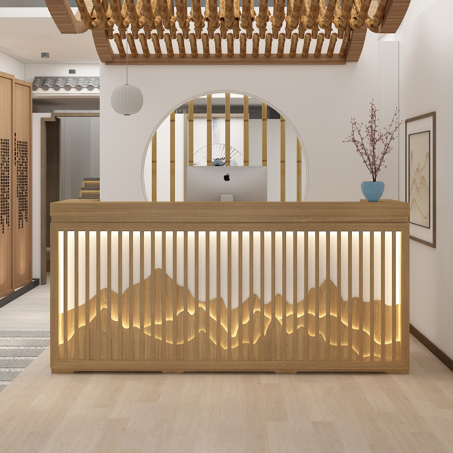 Original wood Thrones Chinese bar Desks Cashier Counter Health house Wellness Hall Reception Desk Folk receptionist Beauty House Tea House Brief front desk