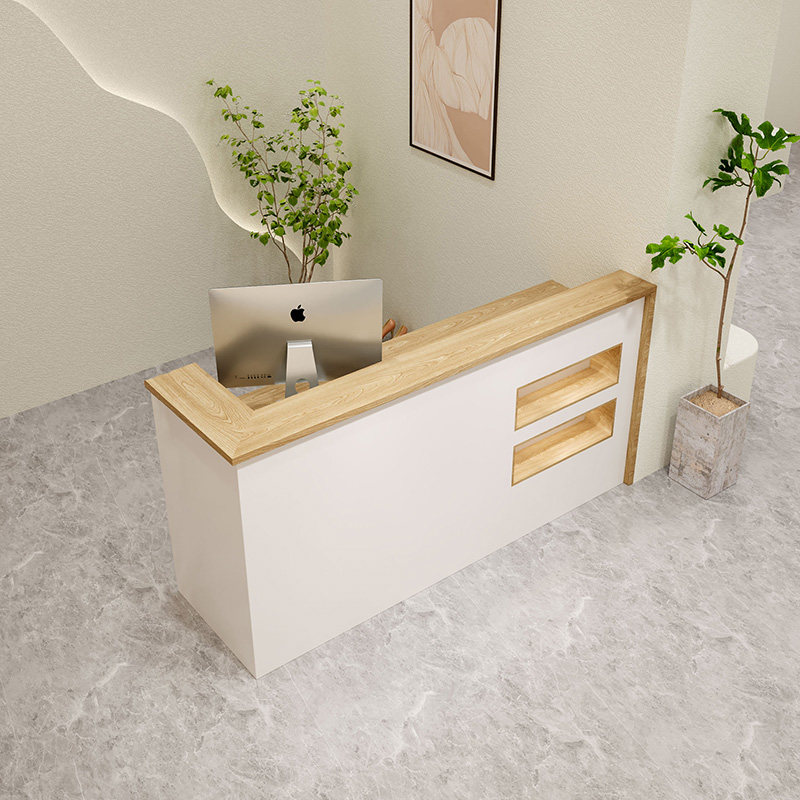 Minimalist Modern Front Desk Clothing Store Cashier's Counter Beauty Salon Beauty Salon Bar Counter, Multi-floor solid wood Reception Counter Front Desk