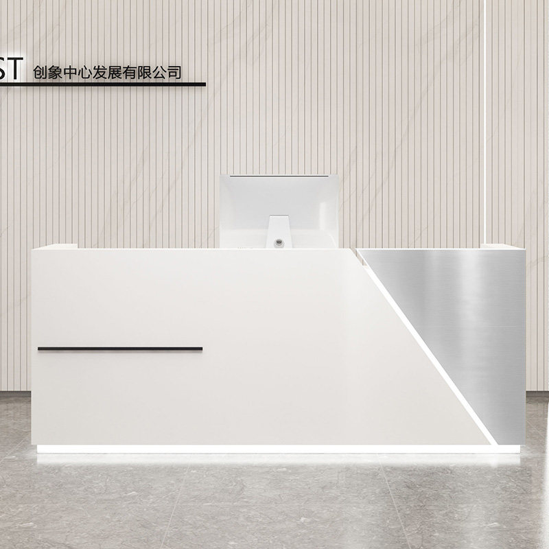 Clothing Store Collection Silver Counter Brief Modern Bar Stainless Steel Counter Dining Room Creative Front Desk Reception Desk