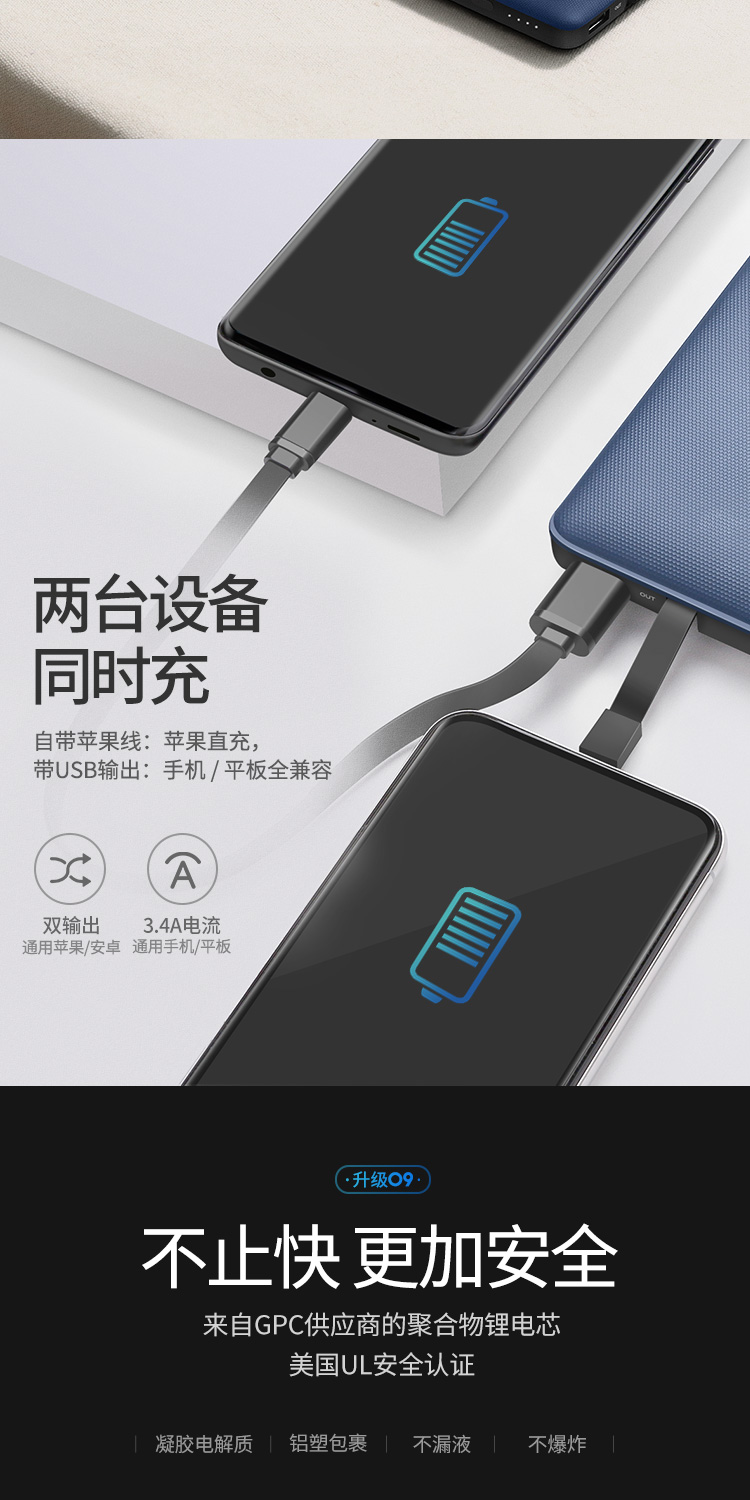 绿 联 充电 宝 iPhonex / 7 Apple dành riêng cho điện thoại 8p 8 Android iPhoneXs max Universal 6S đi kèm với dòng 10.000 mAh XR Apple chính thức được chứng nhận MFi Hive di động