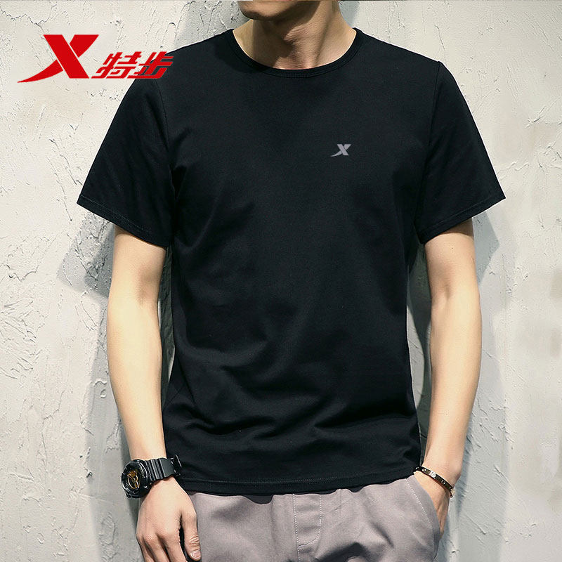 Xtep short-sleeved t-shirt men's 2022 summer new breathable sweat-absorbing round neck T-shirt black sweatshirt half-sleeve