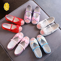 New old Beijing childrens baby cloth shoes girls Hanfu embroidered shoes cheongsam dance princess costume national style