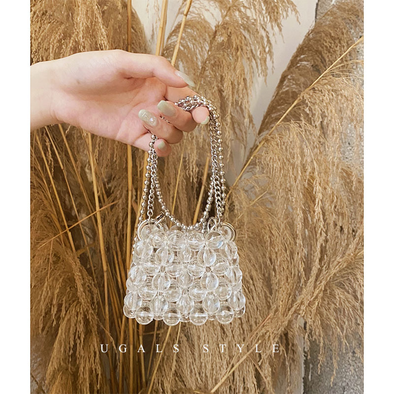 Ugals French Fairy Mini Coin Purse Lipstick Decorative Bag Handmade Beaded Pearl Bag Crossbody Small Bag