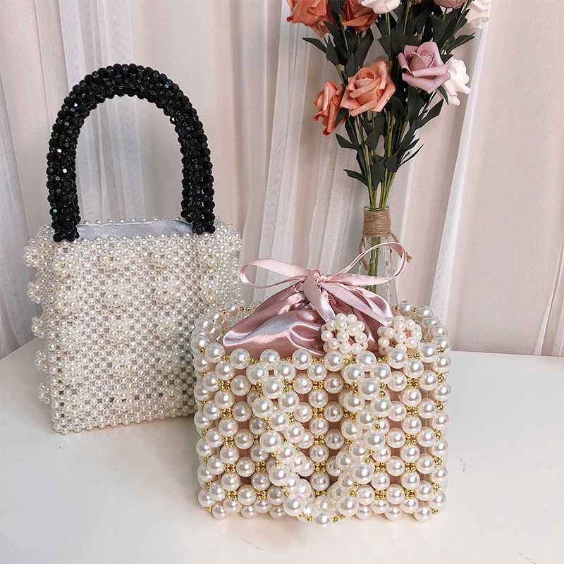 2020 new ins beaded design hand woven bag holiday bag bridal dinner bag pearl bag handbag female