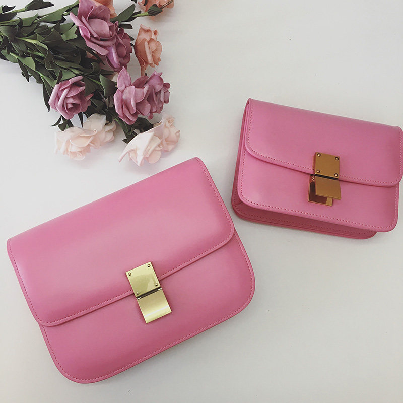 Port Wind Retro Peach Pink Bag Handbag Handmade Tofu Bag Box Bag Small Square Bag Flight Attendant Bag Single Shoulder Slanted Satchel Bag