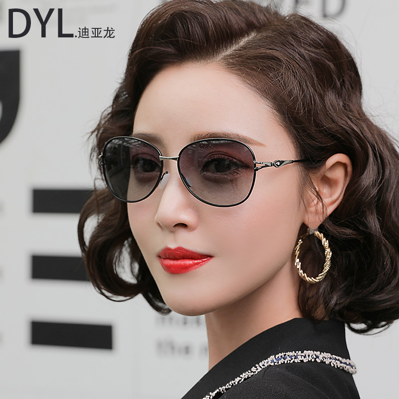 Dialong sunglasses female anti-uv elegant sunglasses female 2021 new brand fashion big face metal glasses