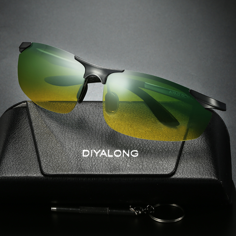 Day and night Dual-purpose sun glasses male and female sunglasses driving driver night vision goggles anti-beam light mirror driver glasses