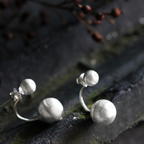 925 sterling silver stud female Double Ball drawing small earrings simple fashion temperament personality earrings earrings ear jewelry