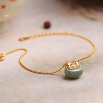 Small silver smith small lock and field jade pure silver plated 18K gold bracelet Women in small crowdsourced design light extravagant and delicate lady girl