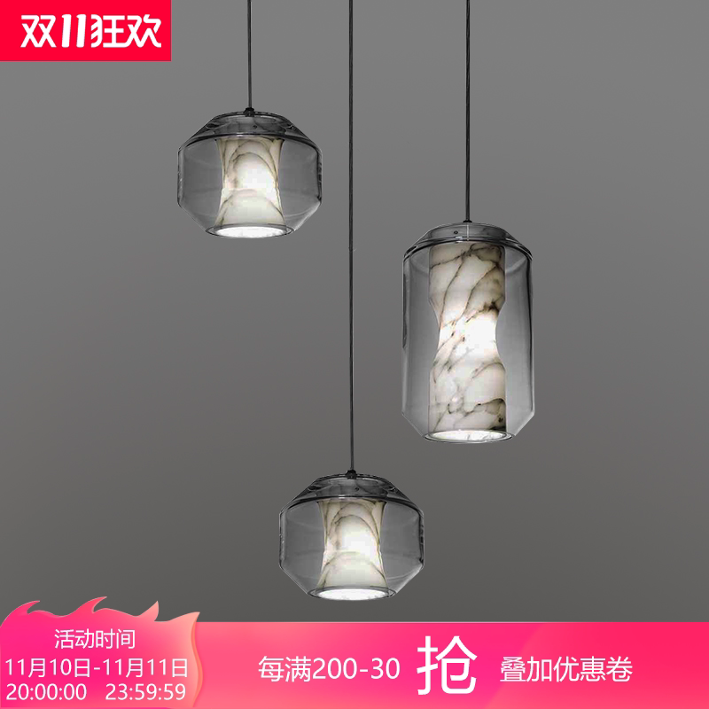 Danish Nordic modern minimalist minimalist natural marble glass restaurant headboard BED HEAD Guan Guan Led Pendant Lamp-Taobao