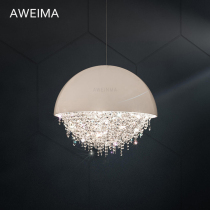 Modern luxury fashion personality round crystal restaurant led chandelier minimalist villa hotel table chandelier decoration