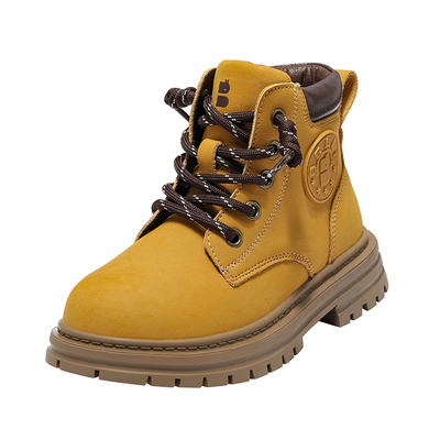 百丽童鞋儿童马丁靴加绒保暖