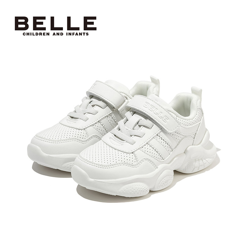 百丽童鞋儿童小白鞋子2026春季新款男童网面透气薄款运动女童跑步