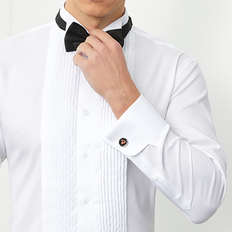 Men's French Dress Shirt, Long-Sleeved Pure Cotton White Swallowtail Collar, Banquet Wedding Bow Tie, Groom's Formal Shirt Men's French Dress Shirt, Long-Sleeved Pure Cotton White Swallowtail Collar, Banquet Wedding Bow Tie, Groom's Formal Shirt