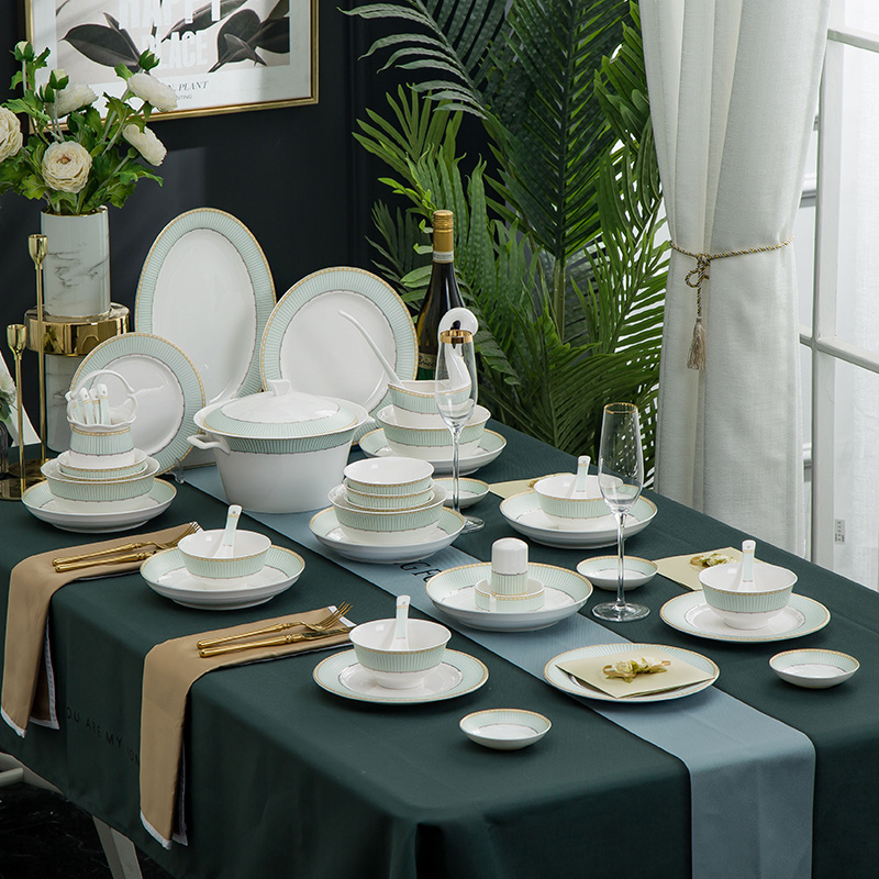 Orange leaf ipads porcelain tableware dishes suit household European contracted jingdezhen ceramic plate combination clear jade gifts