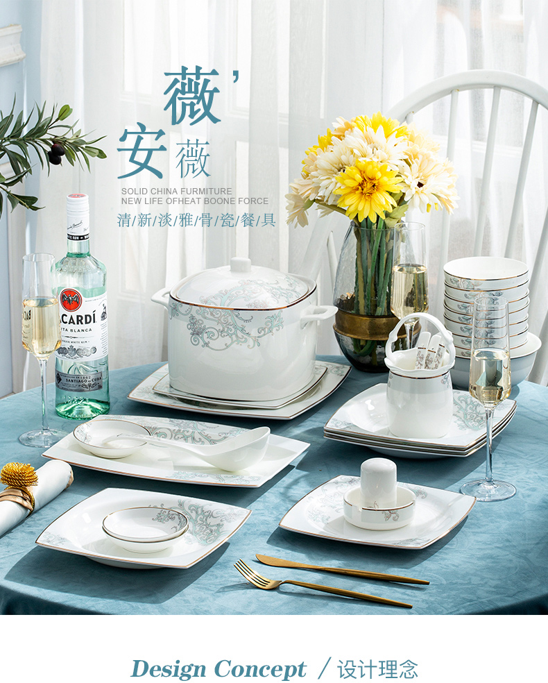 Orange leaf jingdezhen ceramic tableware suit European dishes suit household bowls of ipads plate of western - style Vivian