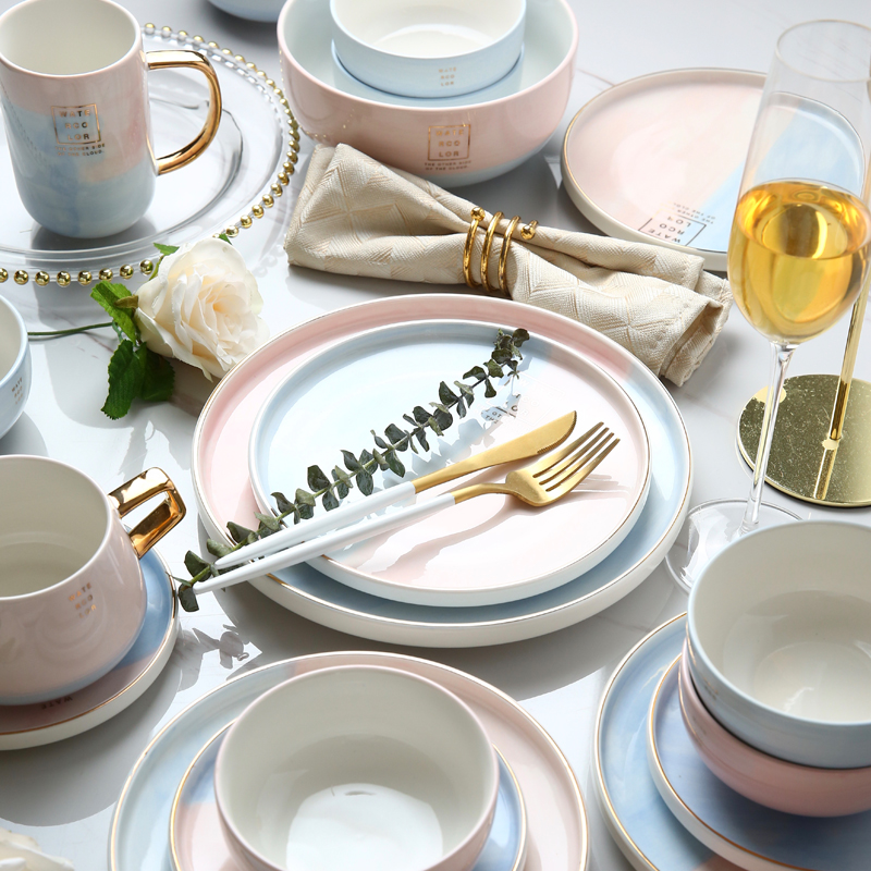 Orange leaves the Nordic up phnom penh dish suits for home ins jingdezhen ceramic bowl chopsticks tableware plate walking in the cloud