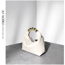 (British AJ AOIRJ) niche design leather tote bag premium sense pearl one-shoulder diagonal cross womens bag