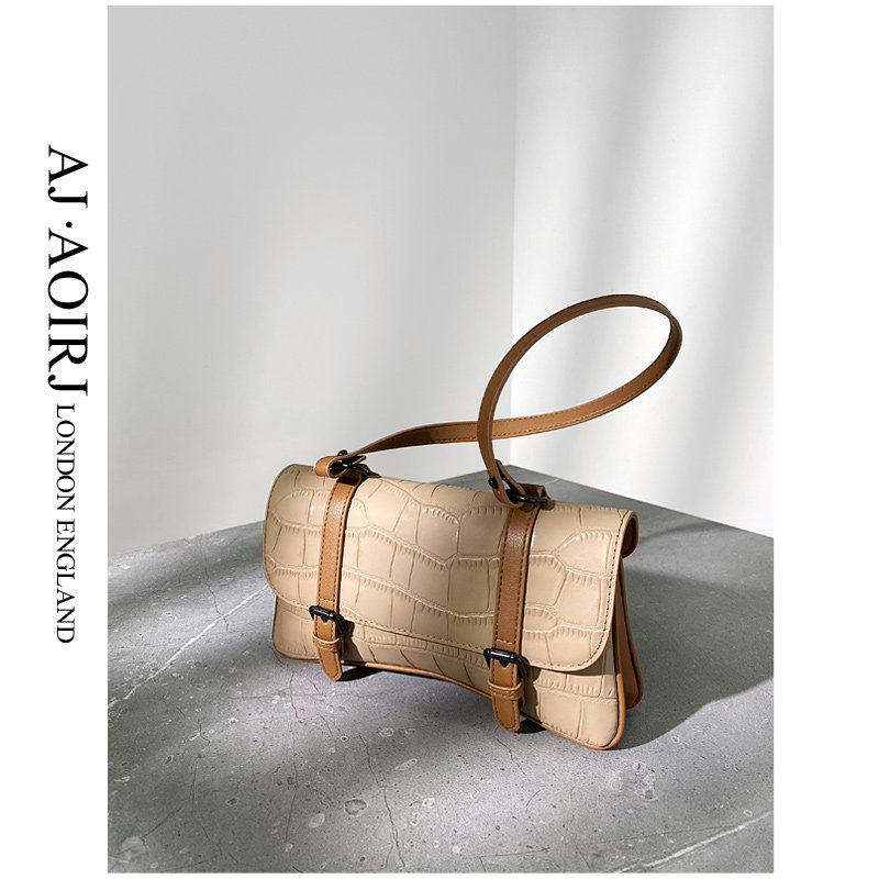 British little AJ AOIRJ French leather armpit bag light luxury bag bag vintage women's high sense diagonal cross bag