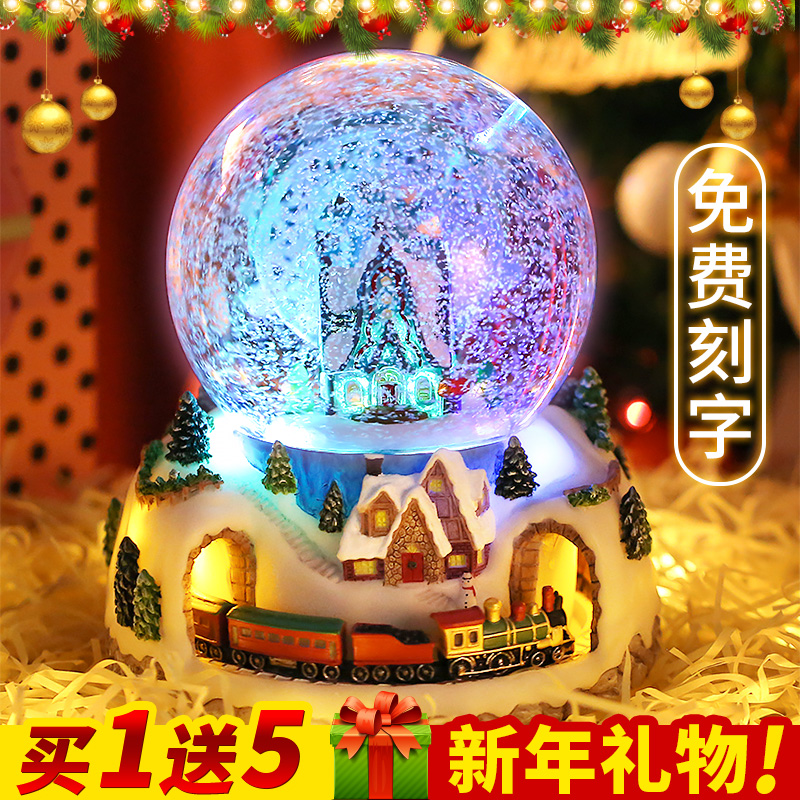 New Year gift snowflake crystal ball music box carousel music box to girlfriend child girl day Valentine's Day