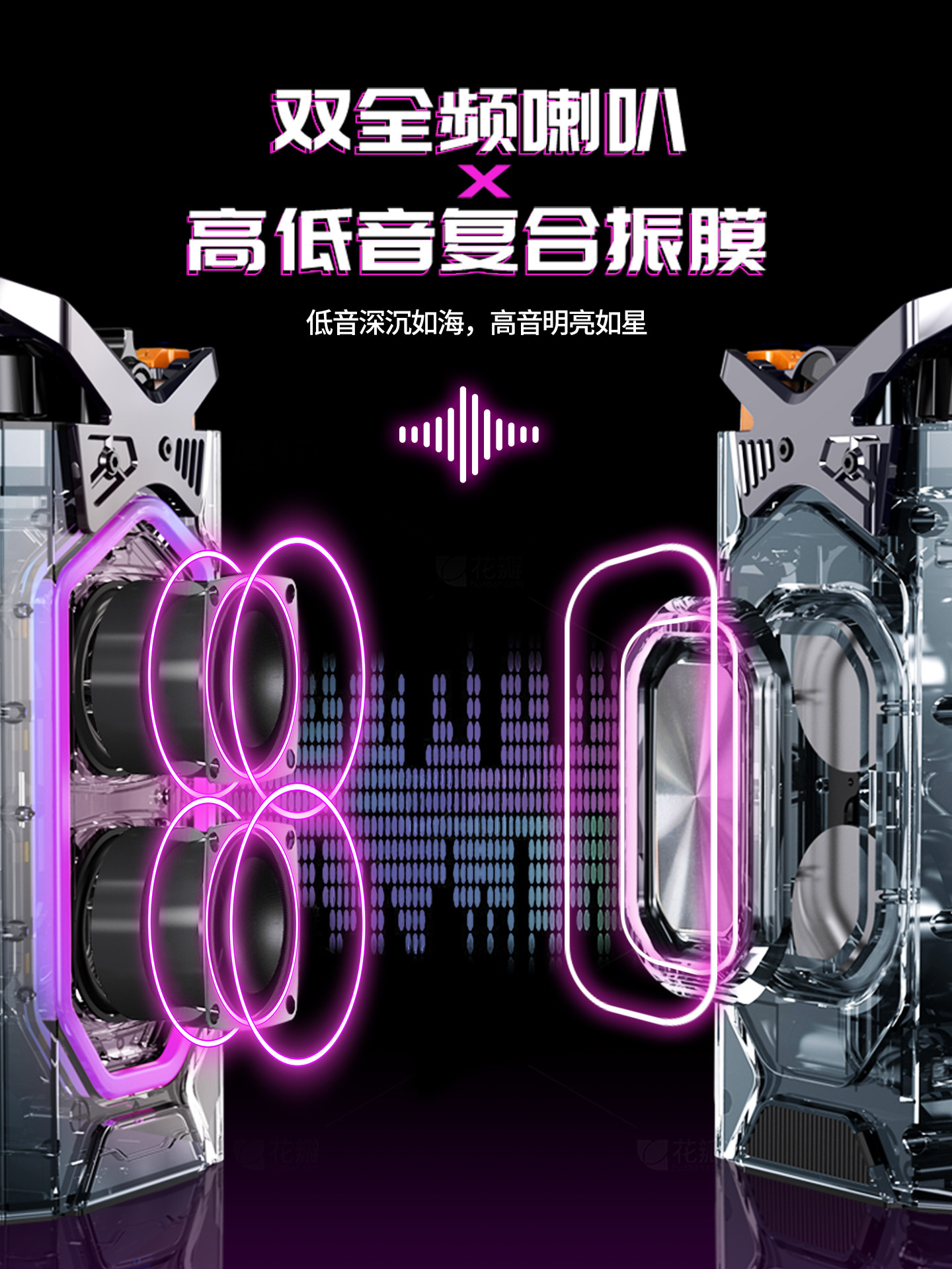 Newman Bluetooth Speaker High-Quality Wireless Desktop Speaker with Cyberpunk Style Subwoofer Outdoor Portable