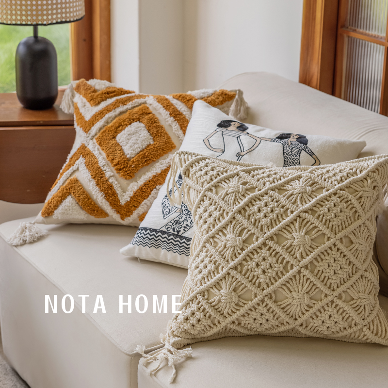 Tuft Pillow Folk accommodation cushions Handmade by hand Preparation on pillows Living room Sofa Sofa Pillow Cover Car Escort National Wind Waist Pillow-Taobao