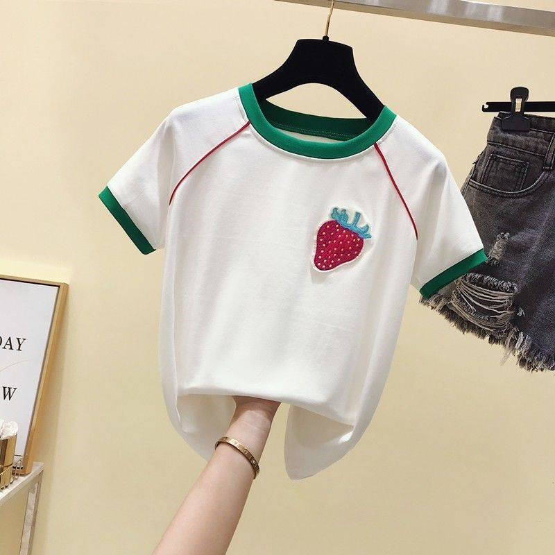 Korean girls summer clothes 2021 New Tide children short sleeve T-shirt fashion cotton foreign school student T-shirt
