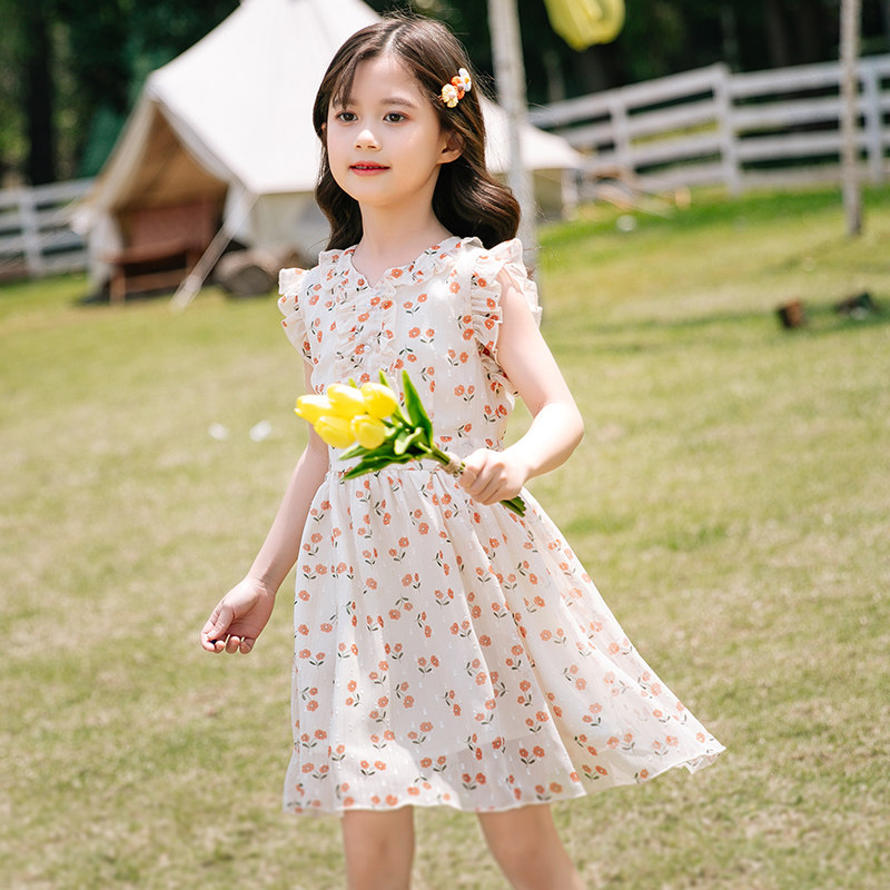 Korean children's clothing girl dress summer 2021 new summer children's skirt summer little girl chiffon princess dress