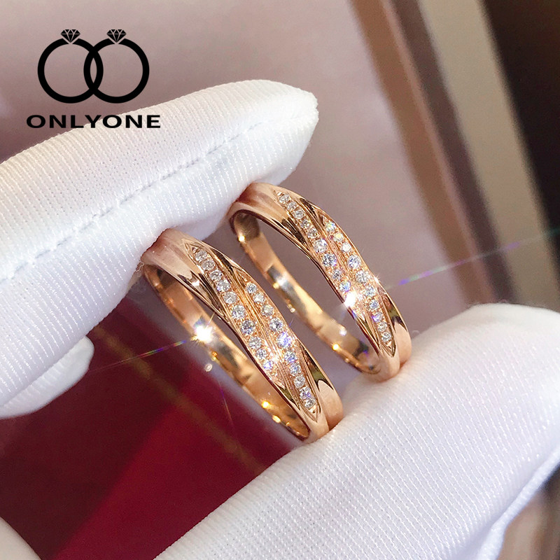 ONLYONE Jewelry 18K Diamond Ring Female Couple to Ring Wedding Ring Wedding Engagement Real Drill Diamond Ring Custom