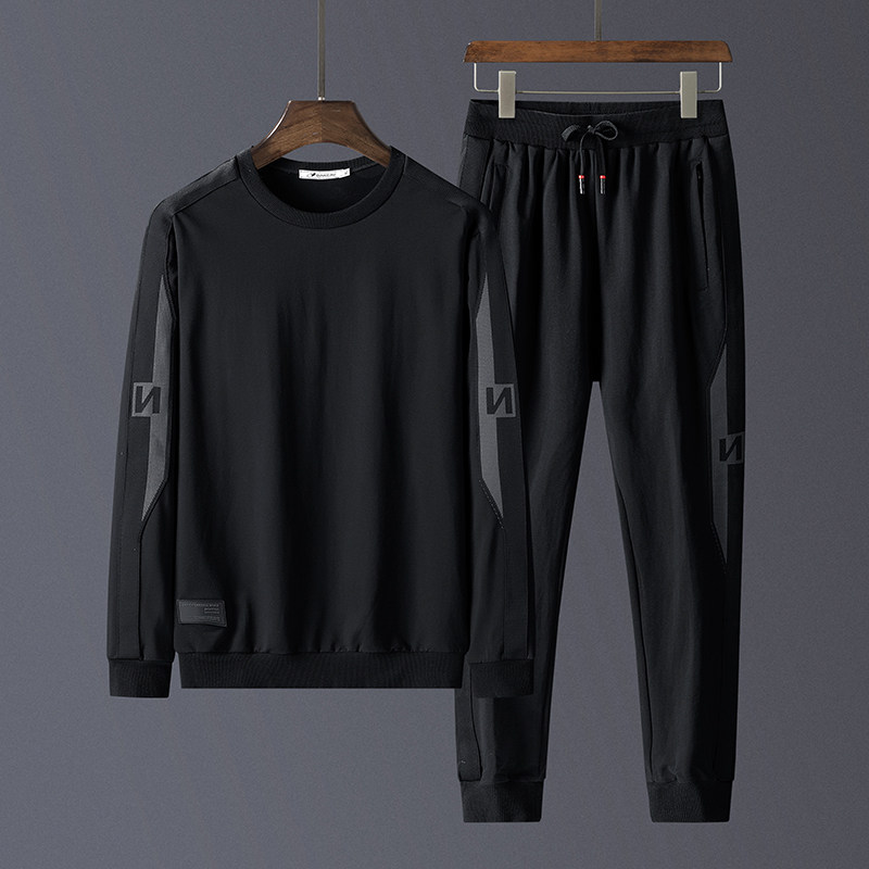 Sports suit men's Korean version of the trend 2020 spring and autumn men's thick T-shirt casual wild handsome running set of clothes