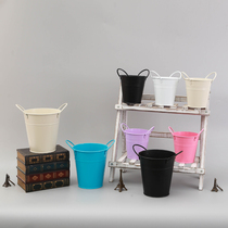 Iron desktop pen holder storage small iron bucket Klein blue high-looking ins cute fried chicken bucket French fries iron bucket