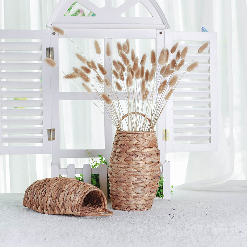 Wall hanging flower bucket seaweed storage basket handmade straw flower basket storage basket creative simple flowerpot floor ornaments straw weaving