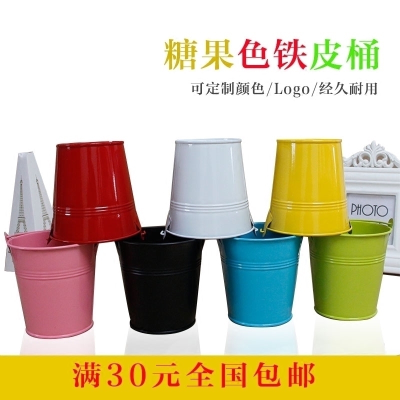 Tin fleshy flower pot Flower bucket Toy bucket Beach bucket Painted bucket Wild mini candy color small iron bucket